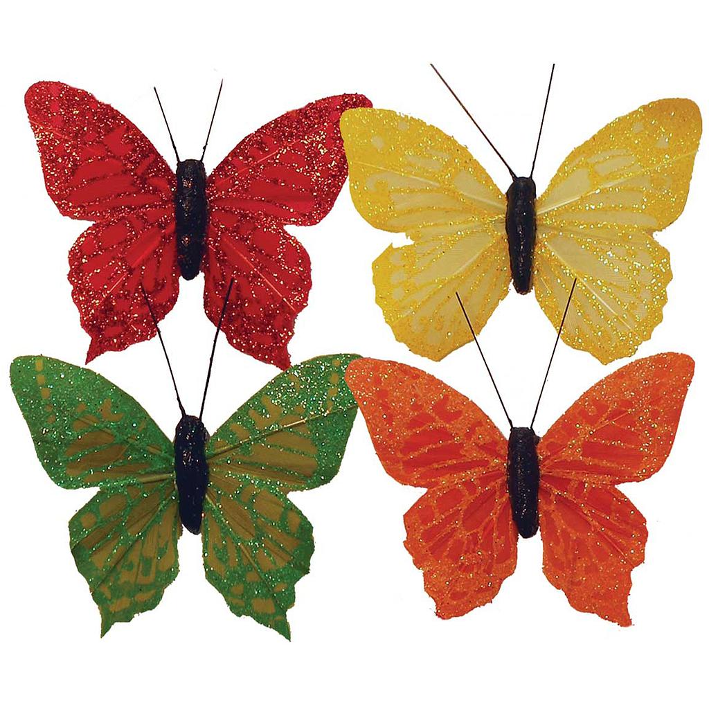 2.5" FEATHER BUTTERFLY  4 ASST
