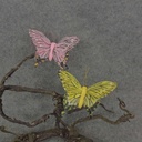 BUTTERFLY 4&quot;  2-ASST YELLOW &amp; PINK W/ WIRE