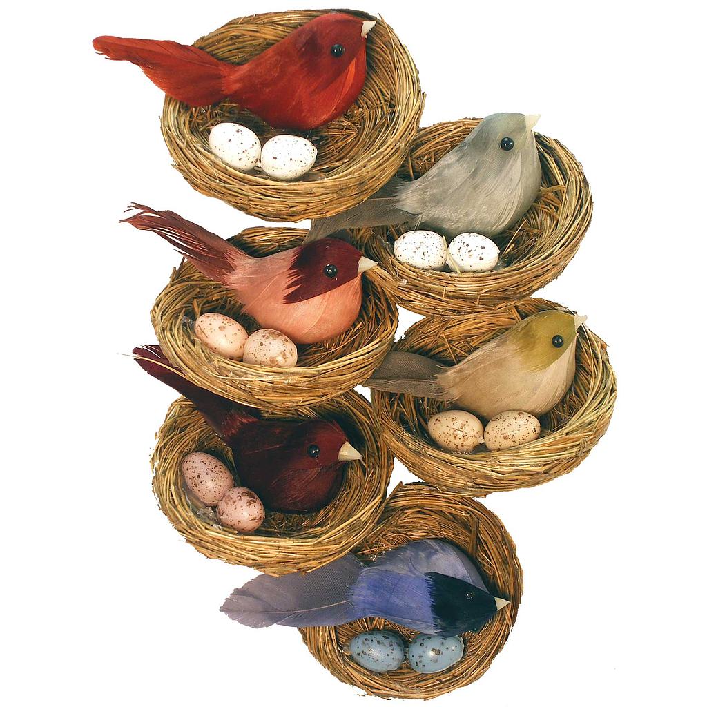 2.5" FEA CHICKADEE w/NEST&EGGS 6-ASST