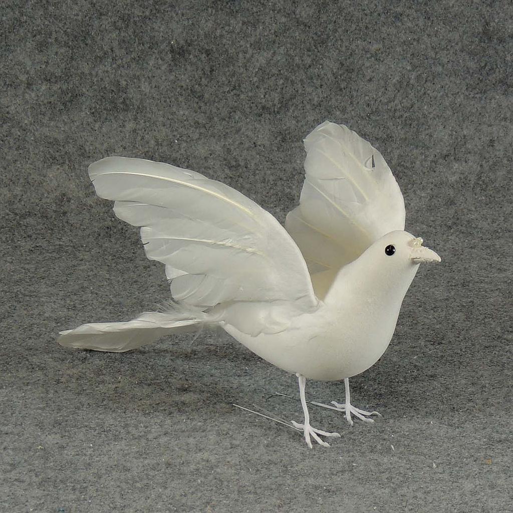 [B112] 12" FLOCKED WHITE DOVE