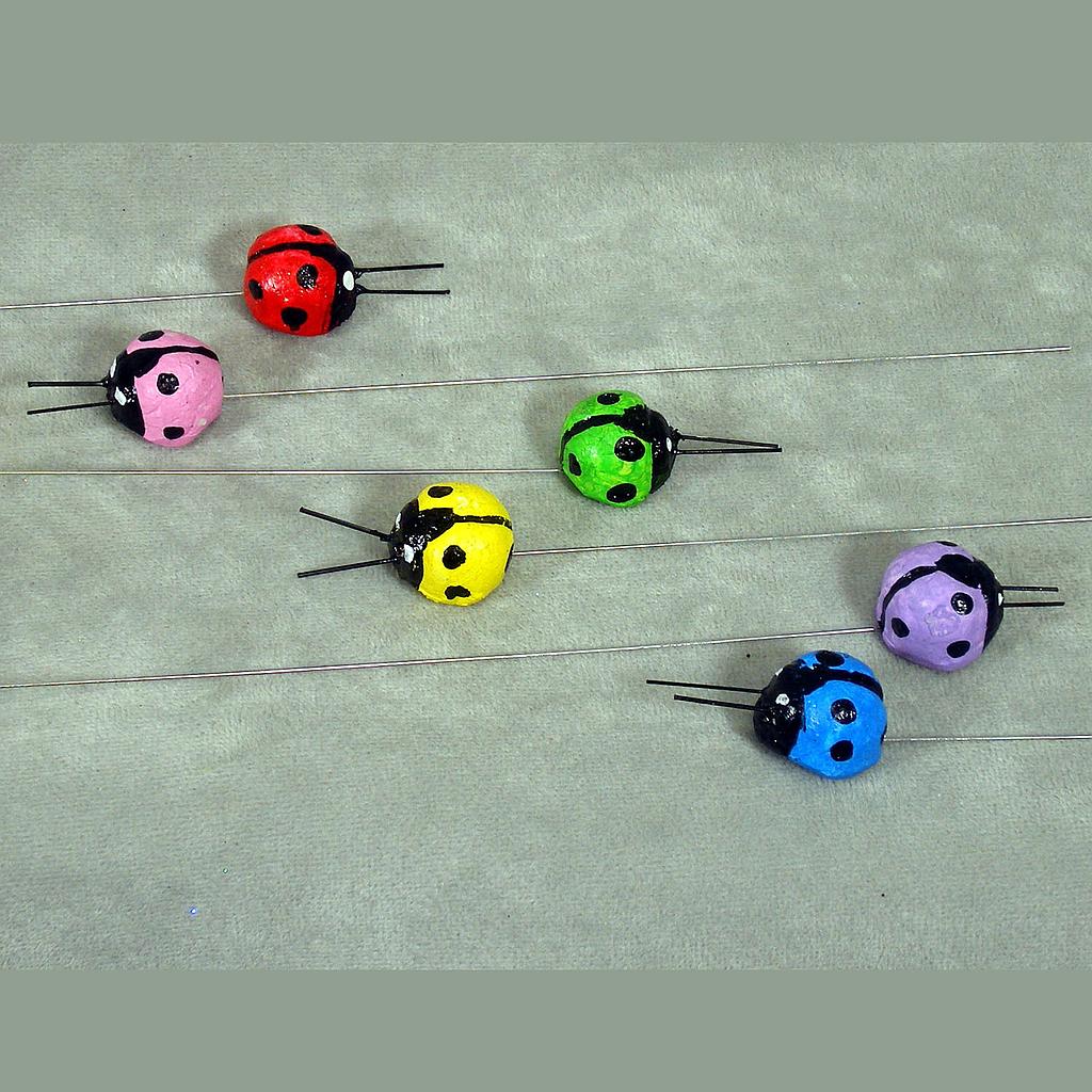 [B6673-AST] .75" LADYBUG 6-ASST W/WIRE