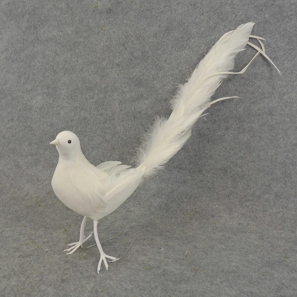 18" STANDING DOVE WITH LONG FEATHER TAIL  WHITE