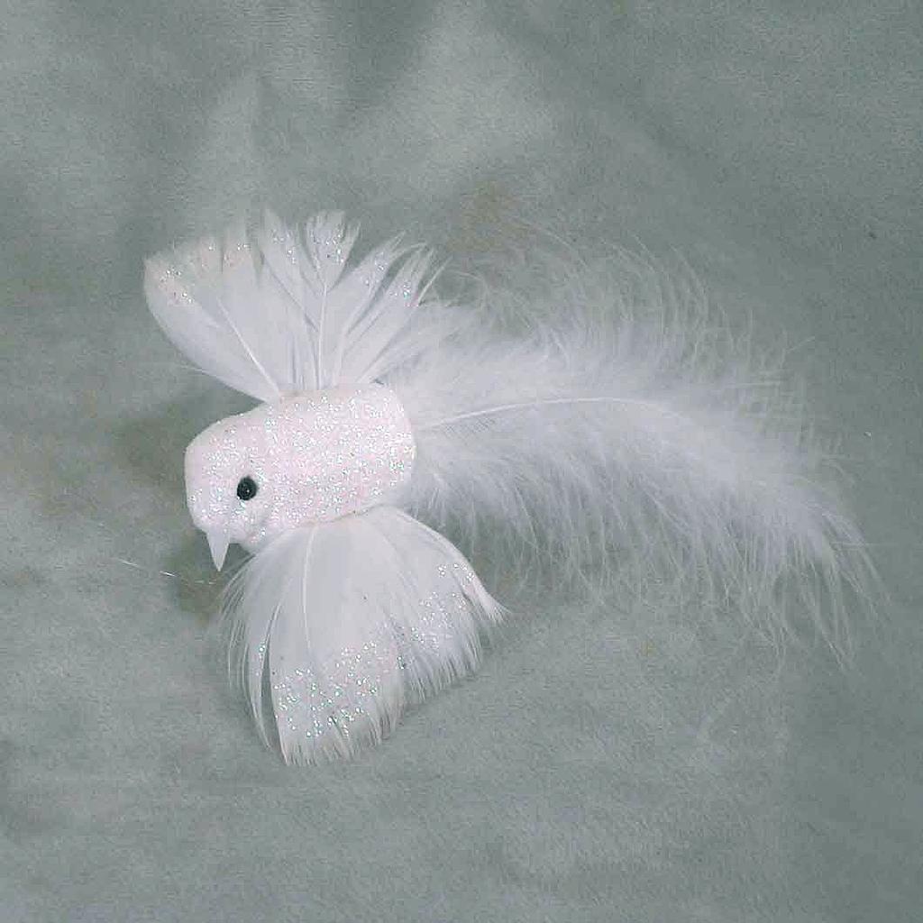 [B6707] 4.5" DOVE FLYING MUSHROOM/FEATHER W/CLIP
