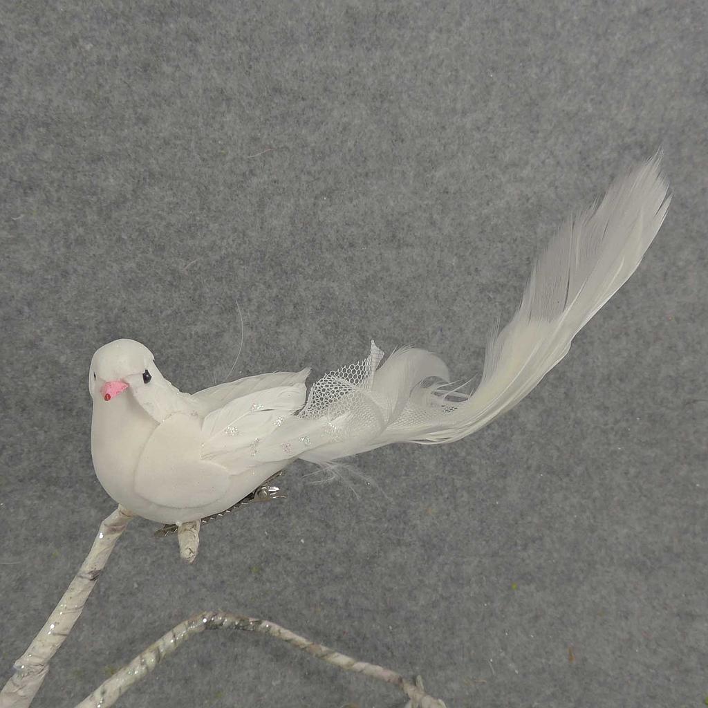 [B6712] 6" DOVE W/LONG TAIL MUSH/FEATH. W/CLP