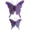4.5"/2.5" SHEER IRR/GLIT BUTFLY LAVENDER W/WIRE