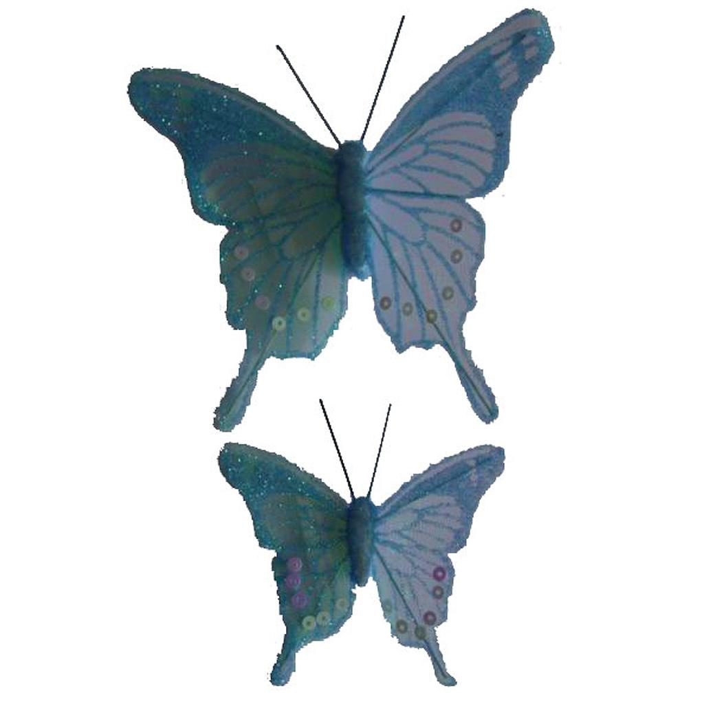 4.5&quot;/2.5&quot; SHEER IRR/GLIT BUTFLY BLUE W/WIRE