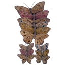 4.5"/2.5" FEATHERED BUTTERFLIES 6-ASST'D W/WIRE W/ GEMS