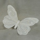 BUTTERFLY 4.25" WHITE W/PEARLS W/CLIP