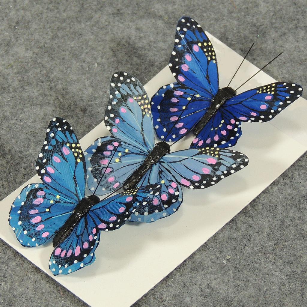 BUTTERFLY 3.25" 3 SHADES ASST'D BLUE ASST W/CLIP