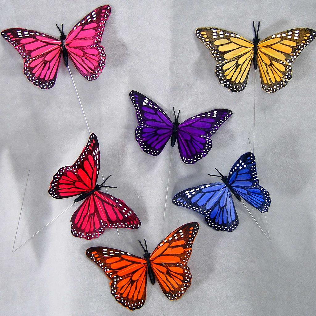 BUTTERFLY 4.5&quot; 6-JEWELTONE ASST W/WIRE