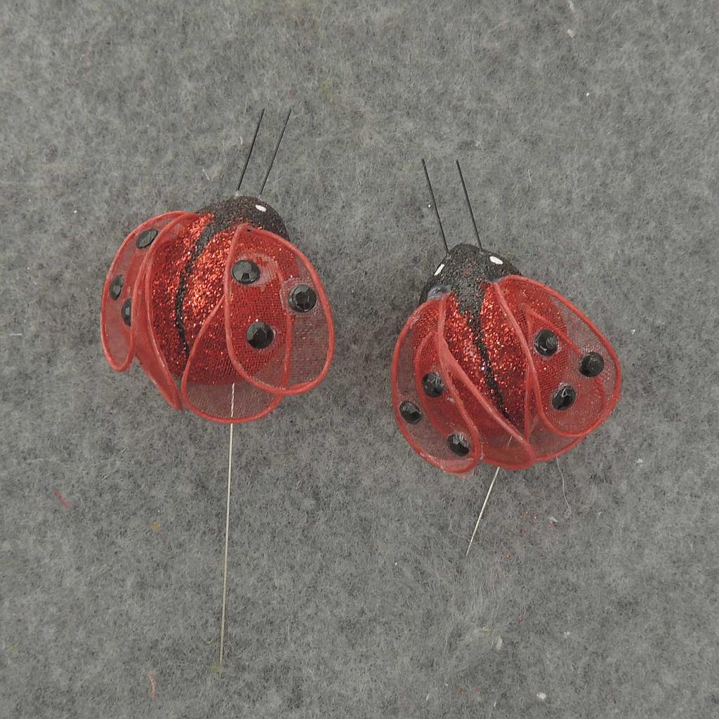 LADYBUG 1.25" RED GLITTER W/WIRE