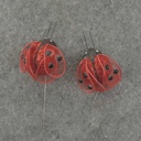 LADYBUG 1.25&quot; RED GLITTER W/WIRE