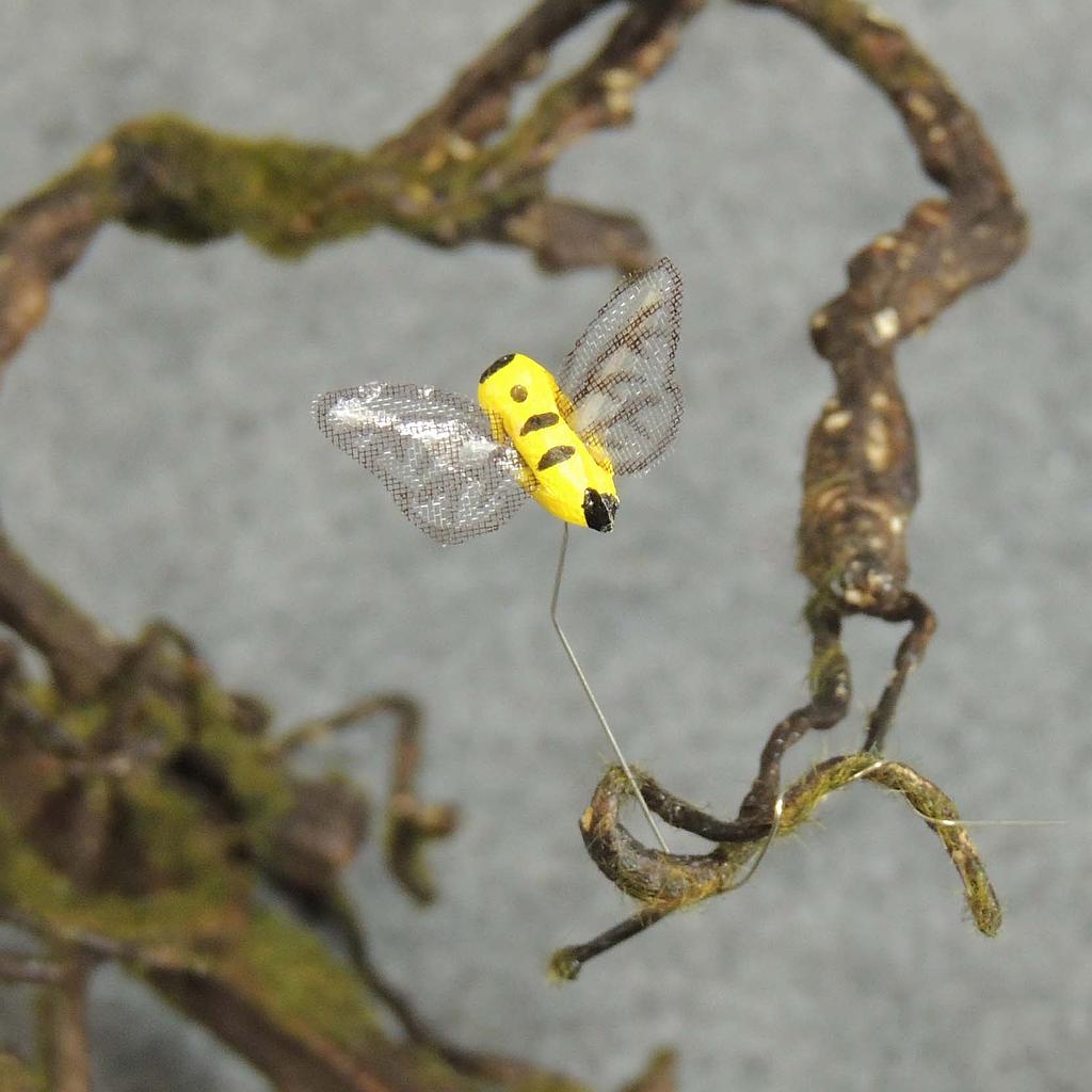 BEE MUSHROOM 1" X .5" YELLOW W/WIRE