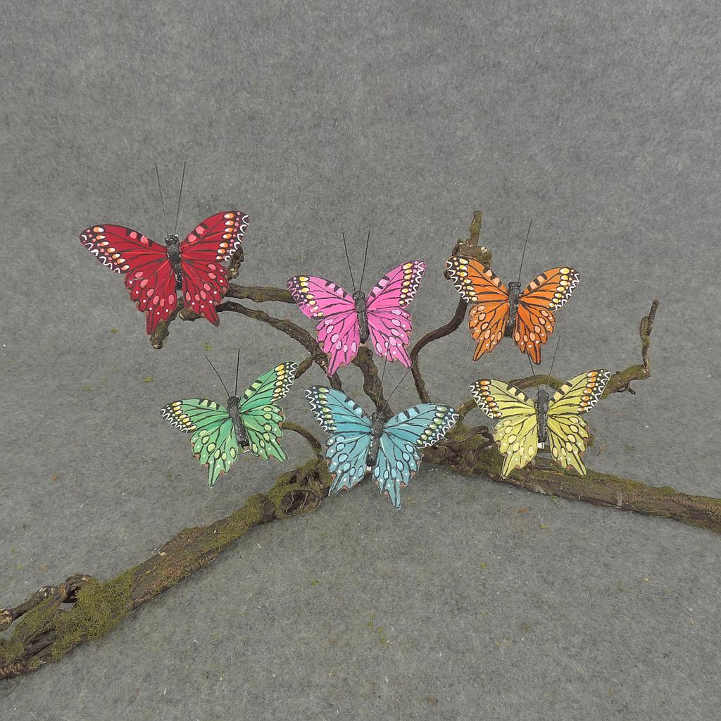 BUTTERFLY 3" FEATHER/WIRE 6 ASST