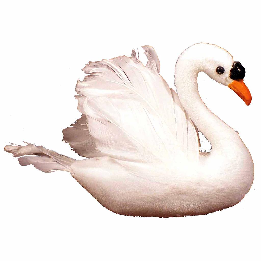 [B66696] 4.5" SWAN FLOCKED W/FEATHERS