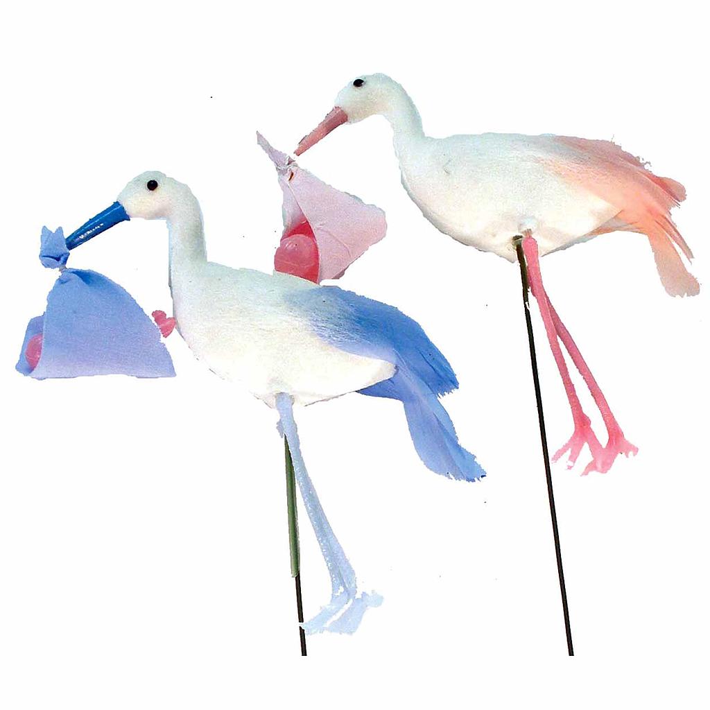 [B66747] 4" STORK W/BABY ON PICK ASST(12-BLUE/12-PINK)