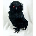 OWL 13&quot; STANDING FEATHER BLACK W/RED EYES