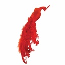 11" CURLY TAIL PEACOCK W/MICA  RED