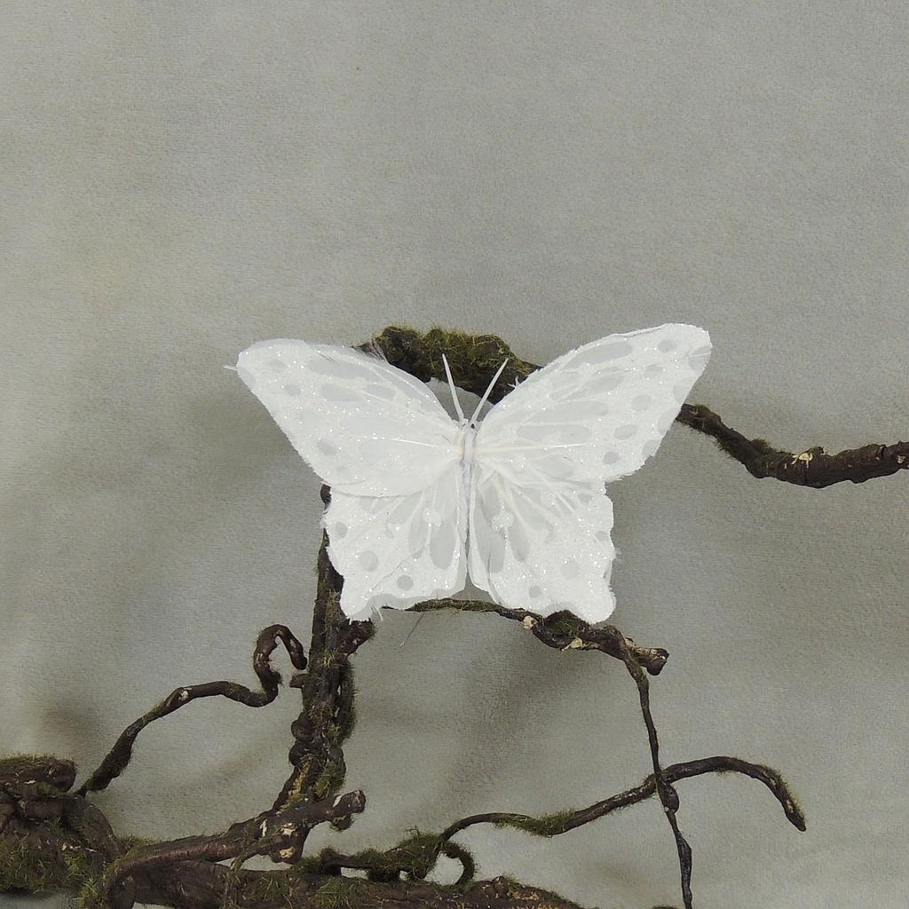 4.5&quot;WHITE BUTTERFLY W/WHT MICA 8&quot; WIRE