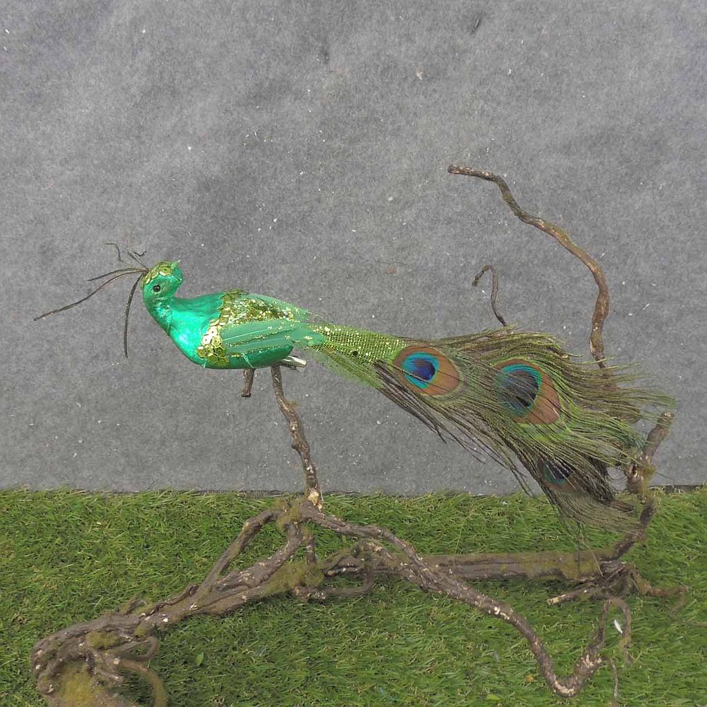 [B6718-GRN] 13" PEACOCK GLITTER/SEQUINw/CLP GREEN