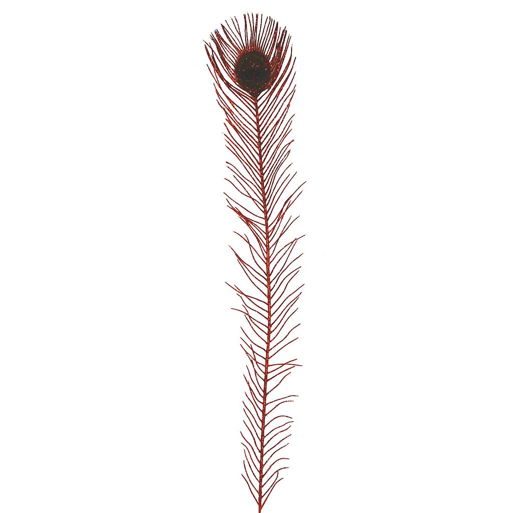 [BF1536-RED] 30.5" ARTIF. PEACOCK FEATHERS    RED