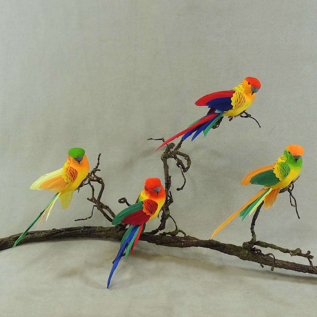 [B6714] 8.5" PARROT MUSHROOM/FEATHER (4 ASST/BOX) W/CLP