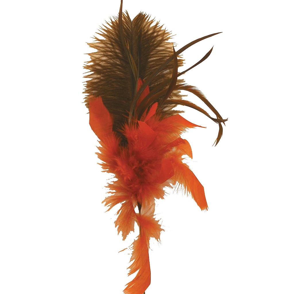 9" FEA SPRAY W/OSTRICH FEATHER  ORANGE/BROWN