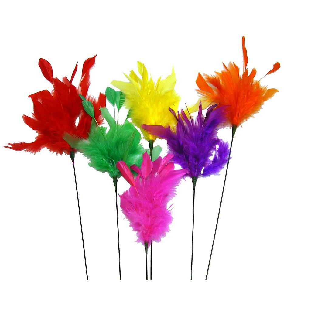 [BF13-AST] 9" FUZZY FEATHER W/TIP PICK 14" TOTAL  ASSORTED