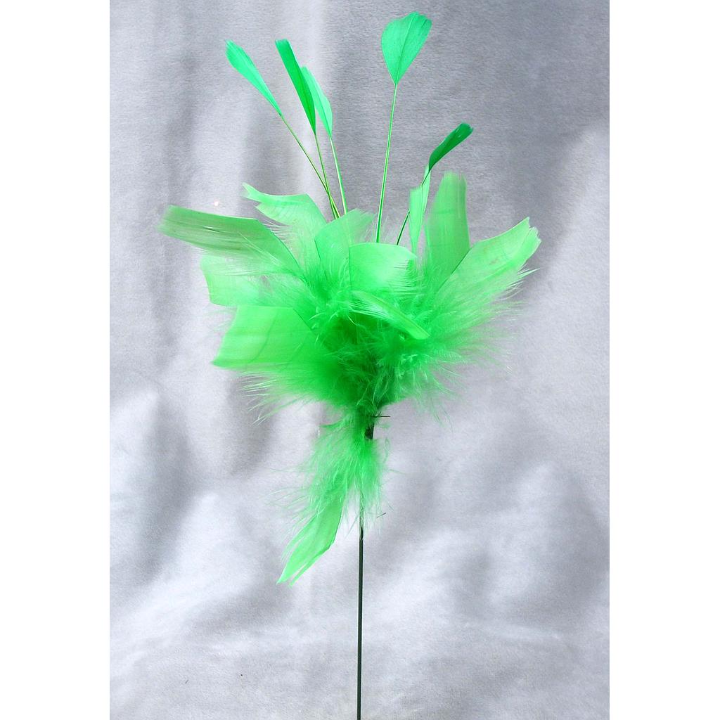 9" FUZZY FEATHER W/TIP PICK 14" TOTAL  GREEN