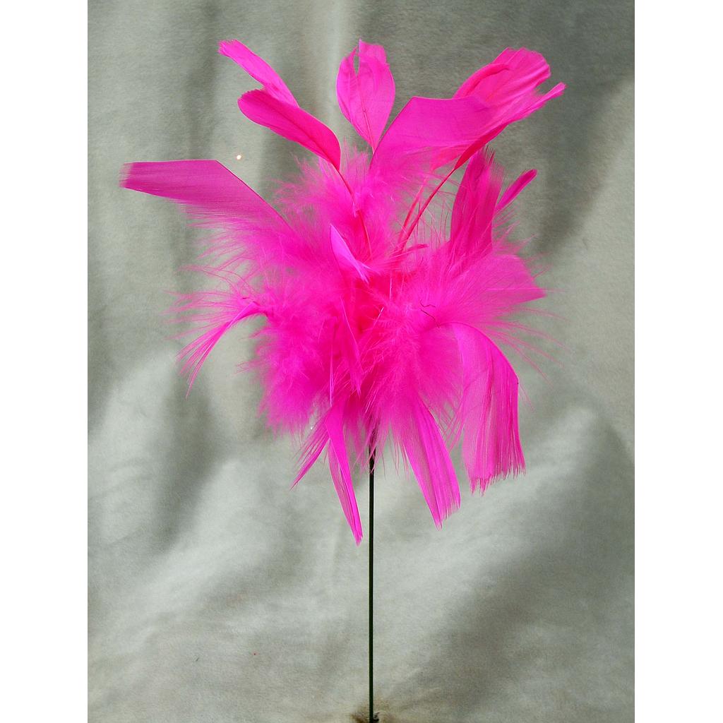 9" FUZZY FEATHER W/TIP PICK 14" TOTAL  HOT PINK