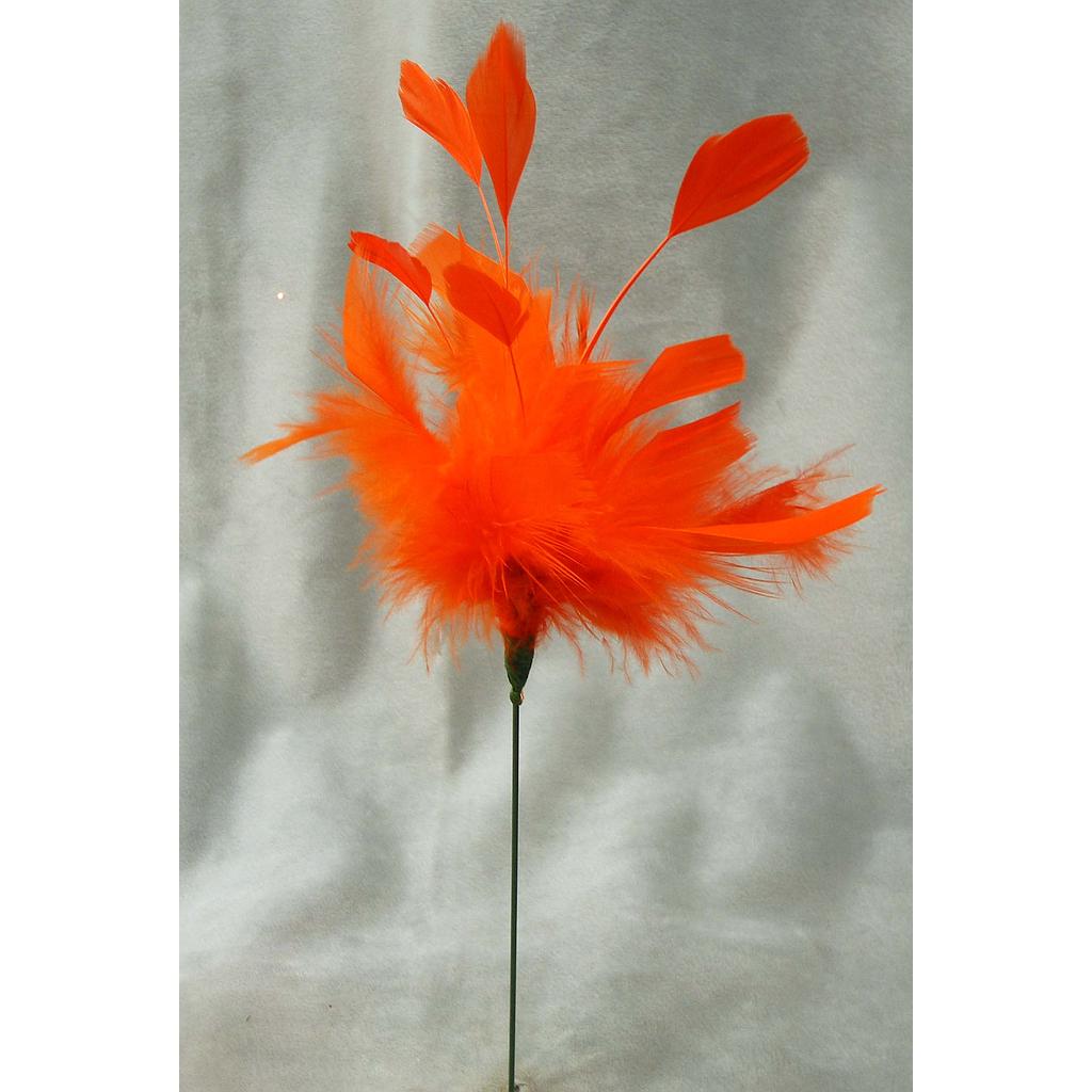 9" FUZZY FEATHER W/TIP PICK 14" TOTAL  ORANGE