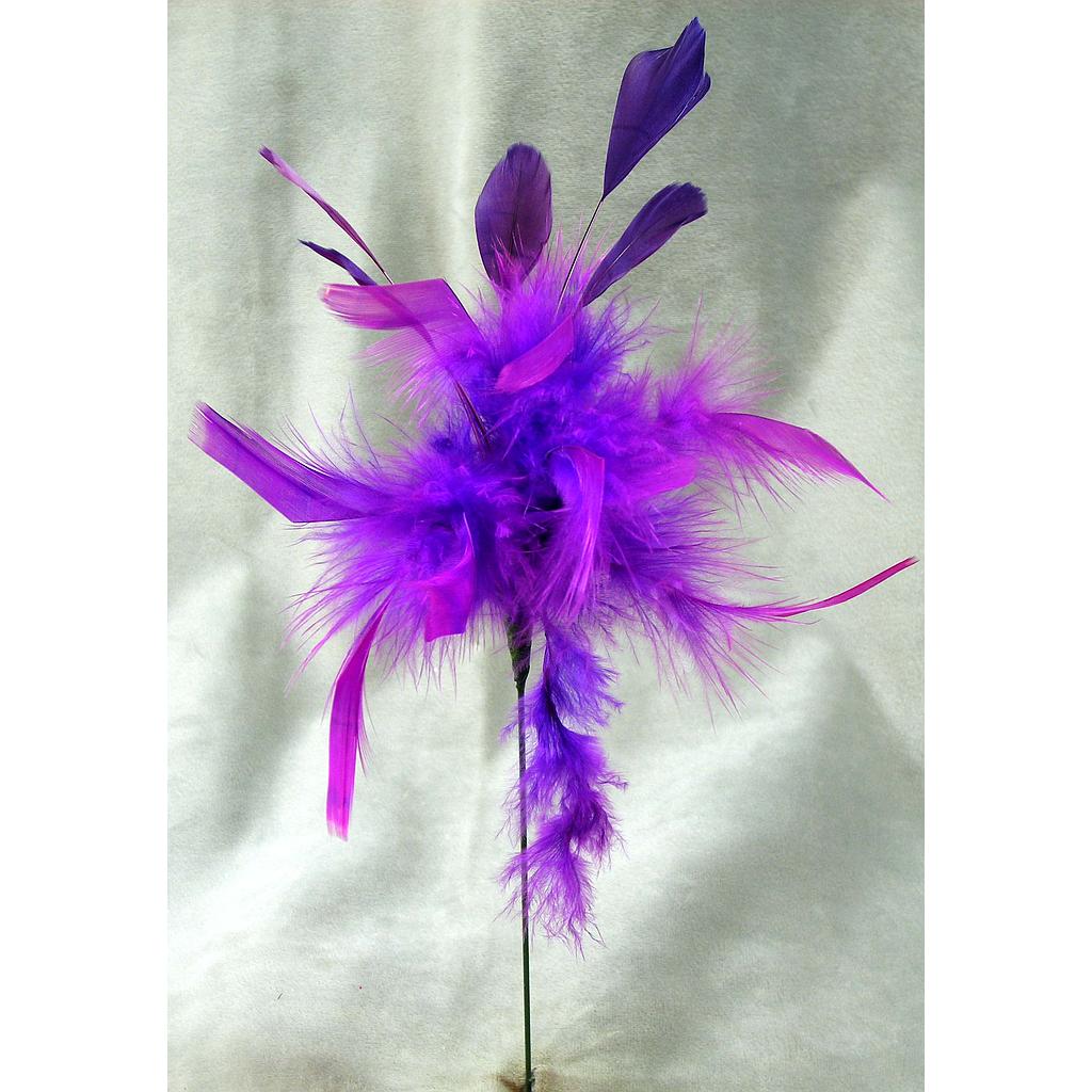 9" FUZZY FEATHER W/TIP PICK 14" TOTAL  PURPLE