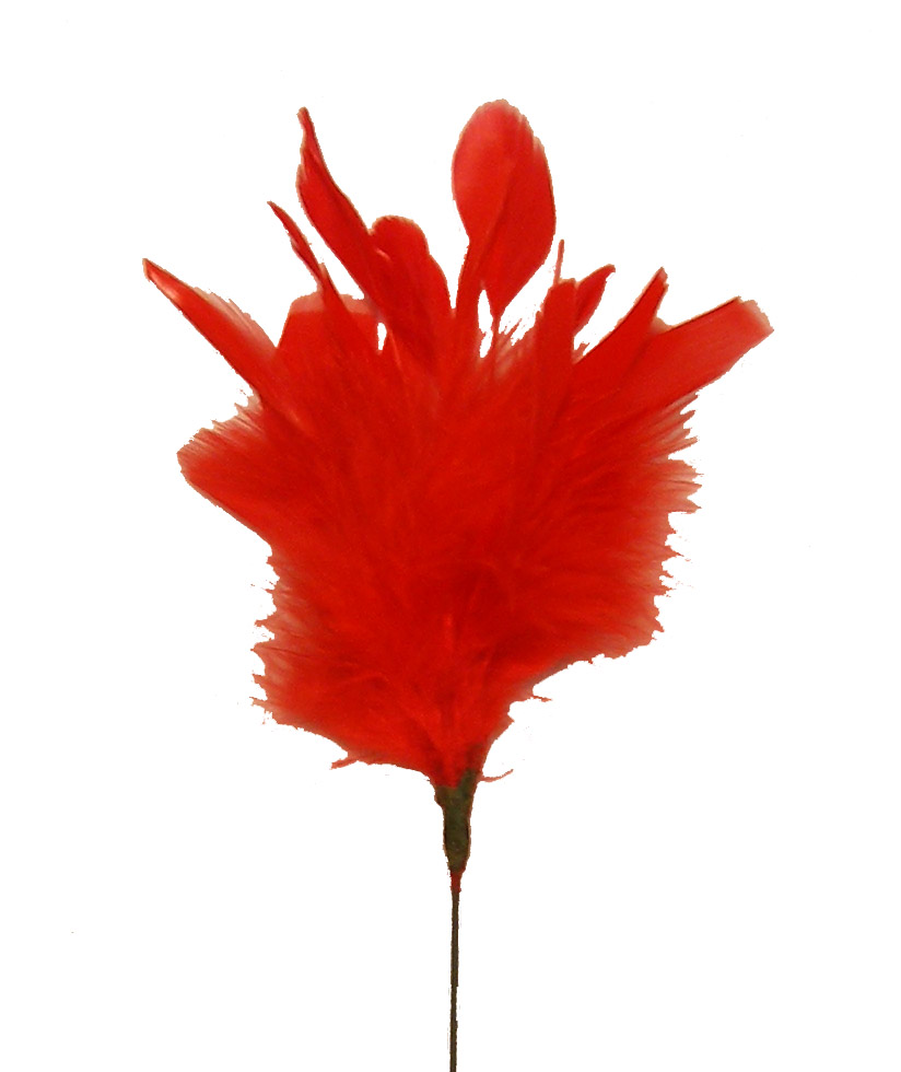 9" FUZZY FEATHER W/TIP PICK 14" TOTAL  RED