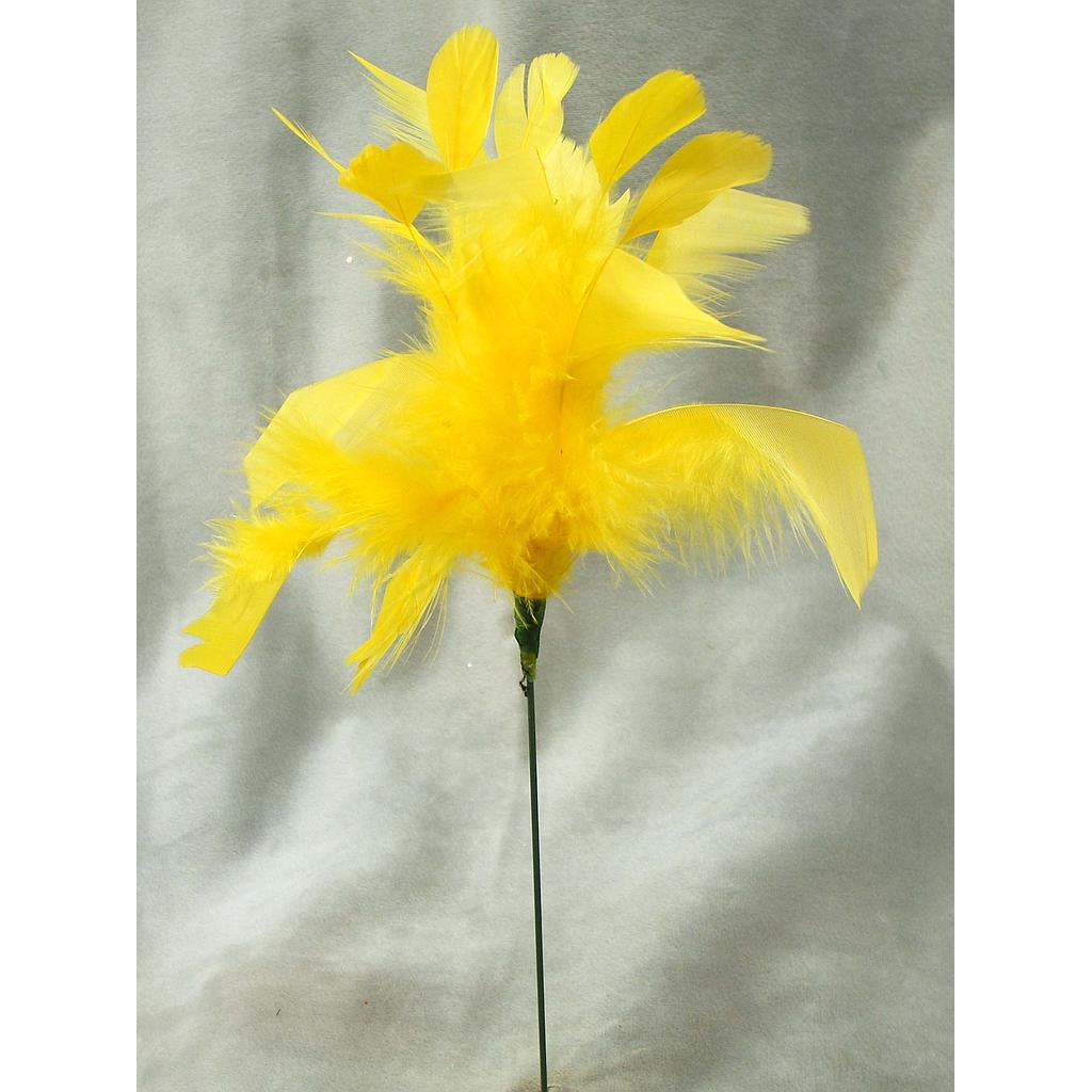 9" FUZZY FEATHER W/TIP PICK 14" TOTAL  YELLOW