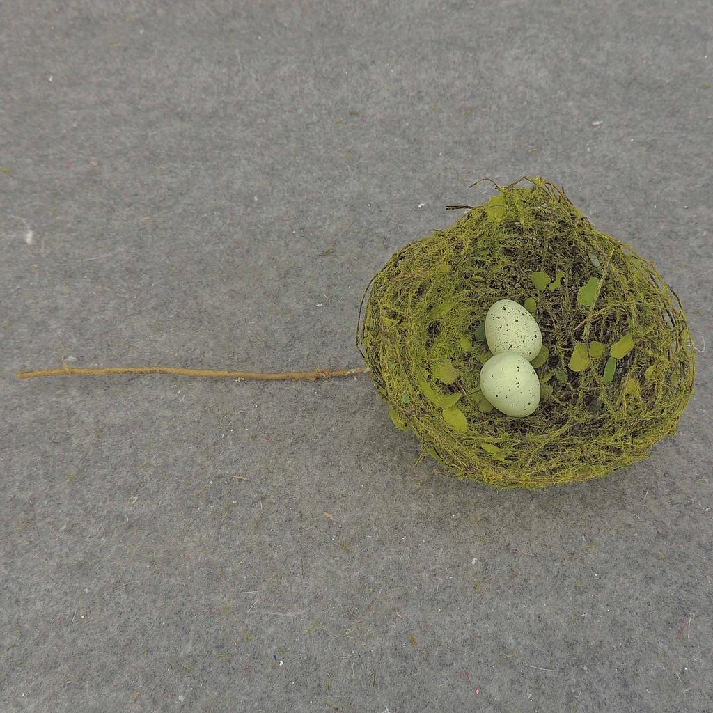 4" NEST-MOSS ON PICK WITH EGGS