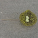 4" NEST-MOSS ON PICK WITH EGGS