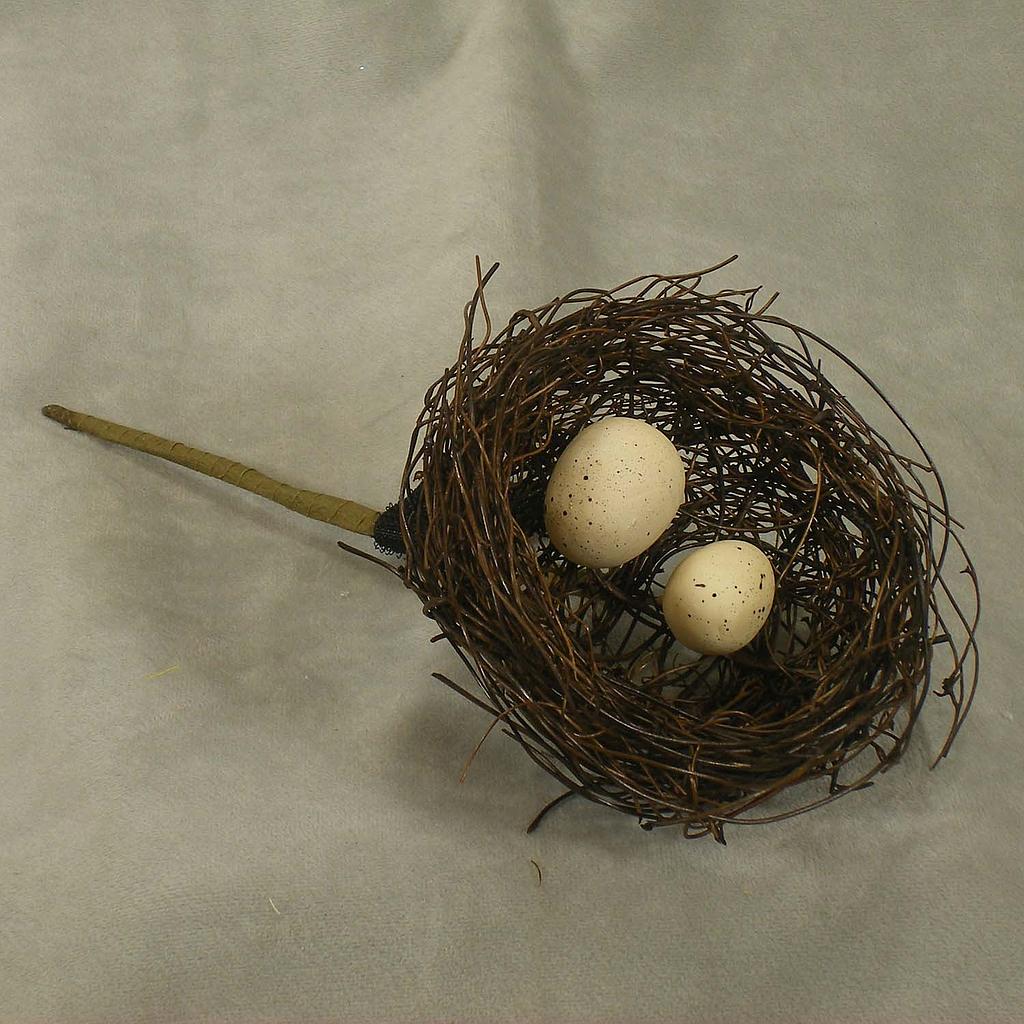 4" NEST NAT. TWIG W/EGGS & PIC