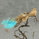 BIRD BURLAP/FEATHER/TWIG W/CLIP