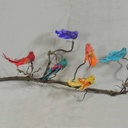 6" BIRD BURLAP/FEATHER 6-ASST' D W/CLIP