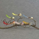 5" LONG TAIL MUSH/FEA BIRD W/CLIP 6-ASST