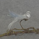 BIRD FEATR/VELVET/SEQUIN 5.25" W/CLIP  SILVER