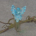 6.5" HUMMINGBIRD BURLAP/FEATR W/CLIP TURQUOISE
