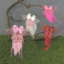 LOVEBIRDS 6" 4-ASST W/HEARTS GLITTER&FEATHER W/CLP