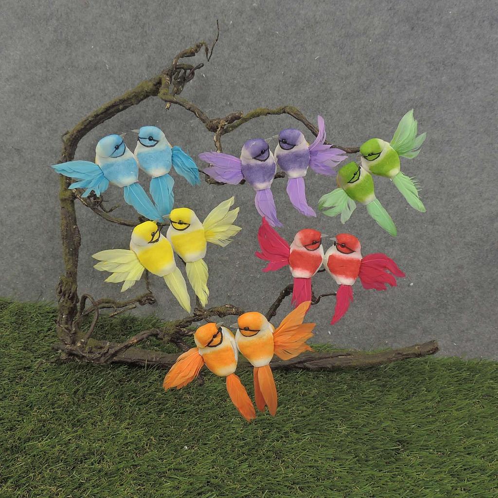 [BN7016] 3" LOVEBIRDS 6-ASST MUSH/FEA W/CLIP