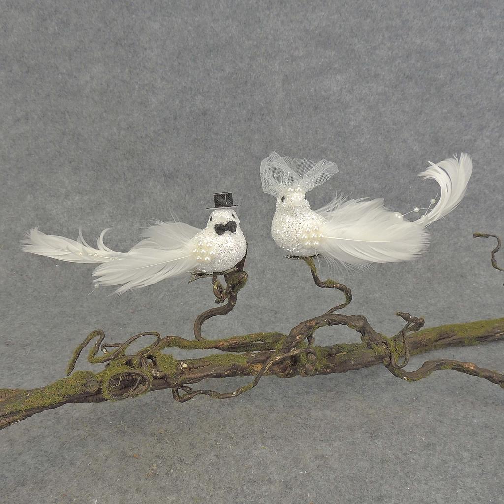 [BN5130] 5.5" DOVE GLITTER BRIDE & GROOM W/CLIP
