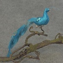 PEACOCK GLITTER  W/CLIP 8.5"     BLUE