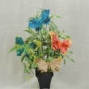 BUTTERFLY VELVET/BURLAP W/CLIP 5.5&quot; 4-AST