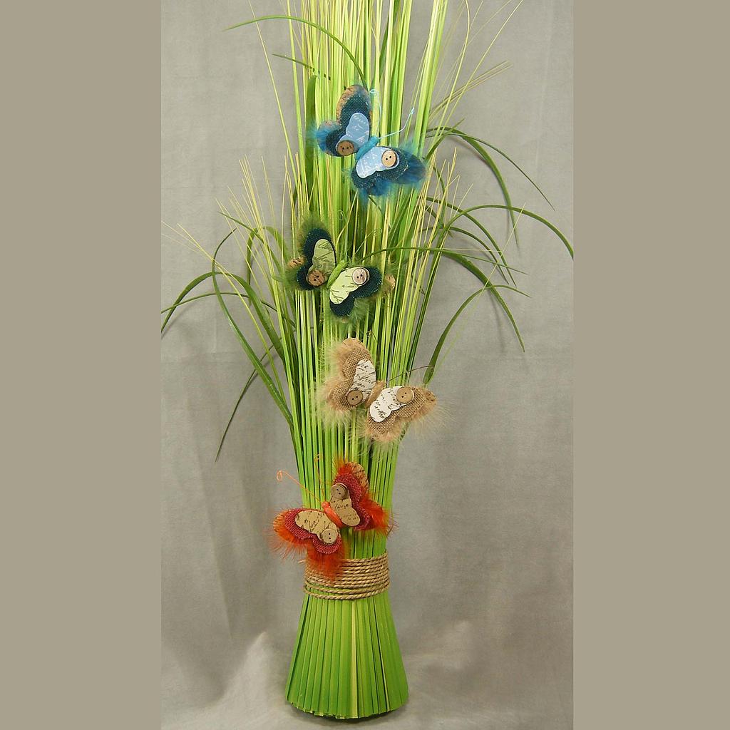 [BN316] 4.5" BUTTERFLY PARCHMT/BURLAP W/CLIP 4-AST