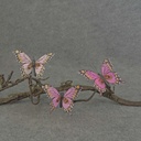 4" FEA BUTTERFLY 3-ASST W/CLIP  PINK