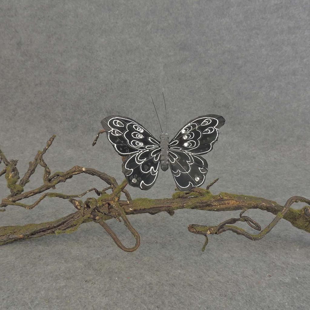 4.25" BLACK FEA. BUTTERFLY   W/CLIP & GEMS   